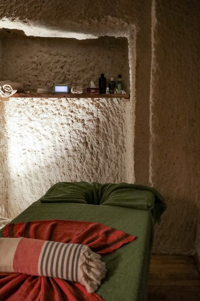 The massage treatment cave room at the Kelebek Cave Hammam in Göreme.